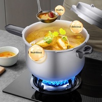 Casserole à pression pour la maison, anti-explosion, en alliage d'aluminium de haute qualité, sans revêtement, avec couvercle en verre, compatible gaz et induction