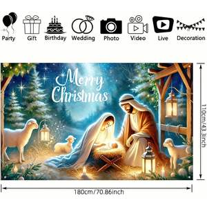Factory Wholesale Made in <b>China</b> <b>Christmas</b> Nativity Tapestry Holy Scene Background Wall Art for Religious Party Home Decor - Product Image 3