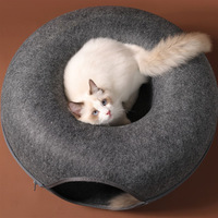 Lit pour chat Donut Tunnel pour chat Jouet de jeu interactif Jouet d'intérieur à double usage Equipement de sport pour chaton Jouet d'entraînement pour chat Maison pour animaux de compagnie