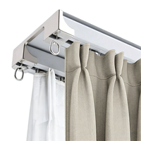 Rail de rideau double moderne en aluminium blanc pour fenêtres de maison et d'hôtel avec glissière double ondulée et crochet simple à pli S