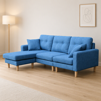 Modernes Ecksofa-Set mit Ottoman, 3-Sitzer, Holzrahmen, Stoffbezug, Modulares Design, Konvertierbar, Langlebig