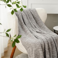 Plaid en chenille texturé 50x60 pouces, écologique, imprimé/uni à pois, tricot côtelé pour un intérieur chaleureux dans le salon et la chambre