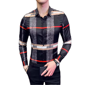 Chemise boutonnée décontractée pour homme, coupe ajustée, tricotée, écologique, séchage rapide, imprimé numérique vintage, respirante, streetwear de plage - Product Image 1