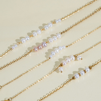 Bracelet élégant et minimaliste en acier inoxydable plaqué or 18 carats avec perles d'eau douce, chaîne à perles, réglable, bijoux de luxe pour femmes