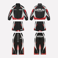 Ensemble de sport ample à col montant avec bande réfléchissante jaune, design personnalisé par sublimation, pantalon baggy, survêtement en nylon unisexe, vente en gros