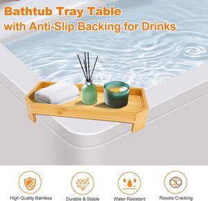<span class=keywords><strong>Table</strong></span> de bord de support de comptoir de baignoire carrée de luxe en bambou pour boissons baignoires chaudes étagère organisateur intérieur extérieur - Product Image 3
