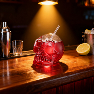 विंटेज अद्वितीय रचनात्मक बोरोसिलिकेट ग्लास खोपड़ी कॉकटेल चश्मा प्रीमियम हस्तनिर्मित अमेरिकी 350 एमएल कंकाल आकार मार्टिनी टंबलर - Product Image 5