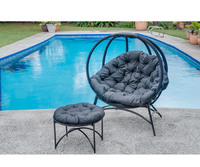 Chaise d'extérieur en forme d'oeuf pour jardin Chaise de bal confortable pour 1 personne Balançoire avec support Patio Lounge Basket Chair