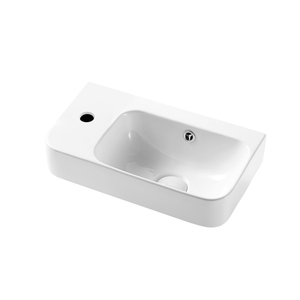 Lavabo de Cerámica de Porcelana Pulida de Lujo Moderno, Montado en la Pared, con Escurridor, Capacidad de 9L, para Baño - Product Image 4
