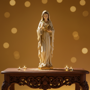 Estatua de la Virgen María Madre de Dios de 26 cm, Virgen María para Decoración del Hogar, Pintada a Mano, Santa María con Lirio, Material de Resina - Product Image 1