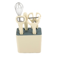 Keukenhulpjes Eierenklopperset met schaar, fruitmes, messen, flesopener - 6-delige ecologische plastic set voor thuisgebruik
