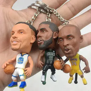 PVC Figure Lifelike NBA Basketball Player Mini Plastic Figures Keychain Lowry Kobe Warriors Curry Durant Lakers James keychain