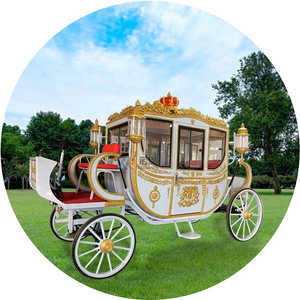 Calèche de mariage électrique rouge économique et pratique OEM, calèche royale de luxe, calèche victorienne à chevaux à 4 roues - Product Image 3