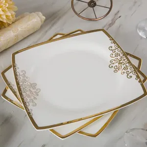 Nordic Fine Bone China <b>Square</b> Dinnerware <b>Sets</b> with Gold Rim Porcelain Tableware <b>Plates</b> and Dishes Luxury Nordic Style - Product Image 3