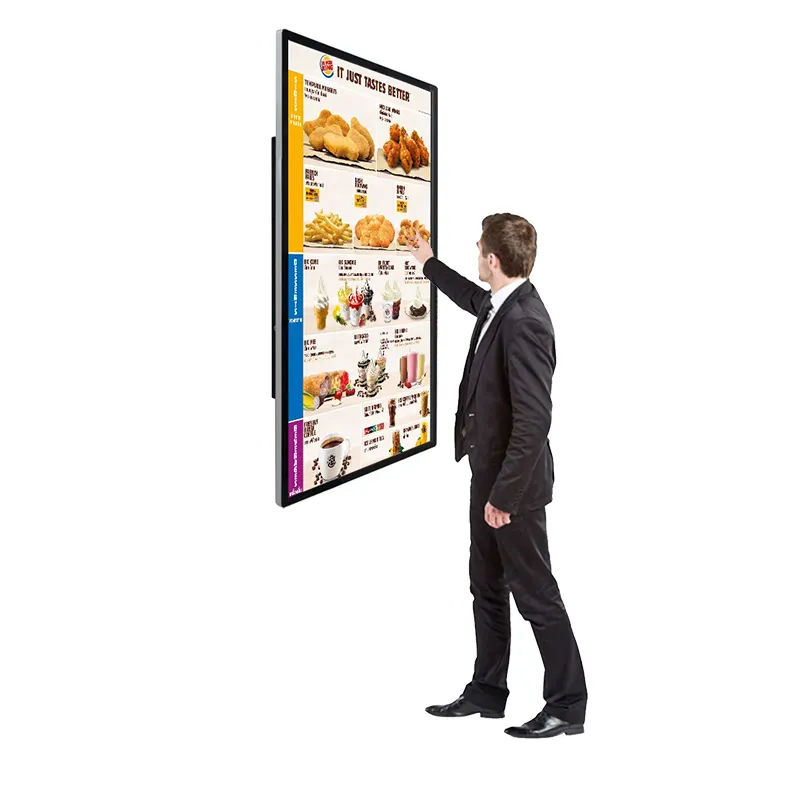 Pemutar iklan Android vertikal pemasangan dinding 21.5 inci kontrol jaringan Display papan reklame Digital layar pisah