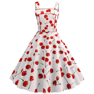 Abiti Estivi Senza Spalline con Stampa Fragole per Donne Anni '50 '60 <span class=keywords><strong>Vestito</strong></span> Vintage Pinup Retrò da Festa Rockabilly Nuovo Vestido Elegante - Product Image 3