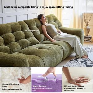 ชุดโซฟากำมะหยี่ระดับไฮเอนด์สไตล์ฝรั่งเศสย้อนยุคผ้าหมีสีดำขนาดใหญ่สีเขียวขนาดใหญ่พนักพิงสูงสำหรับห้องนั่งเล่น - Product Image 3