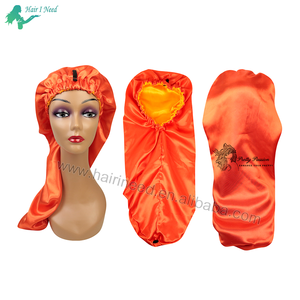 <span class=keywords><strong>Bonnet</strong></span> en satin long personnalisé en gros coloré avec bouton Double couches bonnets <span class=keywords><strong>de</strong></span> <span class=keywords><strong>nuit</strong></span> doux pour les femmes - Product Image 5