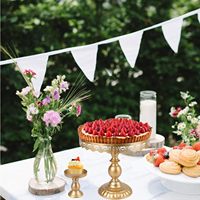 LANJO Élégant Présentoir à Gâteaux Détachable en Fer Doré, Ensemble de Présentation de Desserts, Support à Cupcakes à Plusieurs Niveaux, Plateau de Service pour Fruits, Bonbons et Donuts