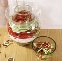 Pot de cornichon de fermentation en verre transparent scellé de grande capacité avec couvercle de bol pour le marinage Kimchi Japandi Design pour cuisine ou cadeau