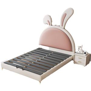 <span class=keywords><strong>Lit</strong></span> pour enfants simple et moderne de luxe léger avec un design de lapin de dessin animé, rangement en <span class=keywords><strong>bois</strong></span> massif et cuir ultrafilm pour ensembles de chambre à coucher - Product Image 6