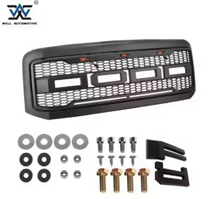 F250 F350 F450 F550 2005년 이상용 슈퍼 듀티 랩터 그릴, 앰버 LED 라이트 포함, 무광 블랙, 압축 프론트 그릴 4KG - Product Image 3