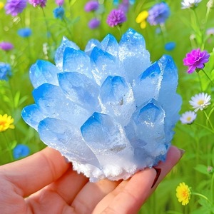 Cristal de Quartz Guérisseur 300-400g, Artisanat en Cristal, Décoration Feng Shui, Souvenir, Grappe de Cristal Bleu Fantôme, Cadeaux pour la Décoration - Product Image 4