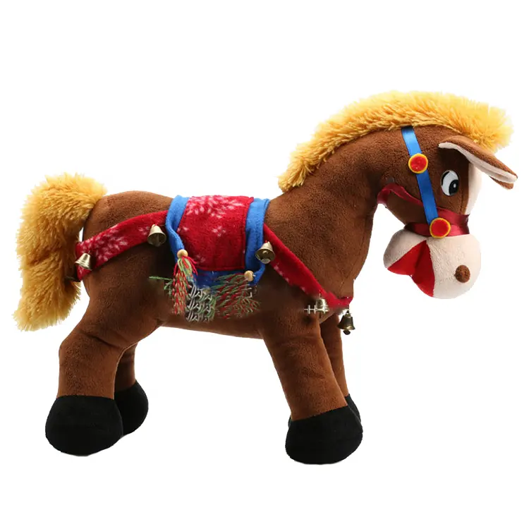 Con ngựa sang trọng với yên ngựa và rein & trắng đồ chơi sang trọng ngựa Thú nhồi bông