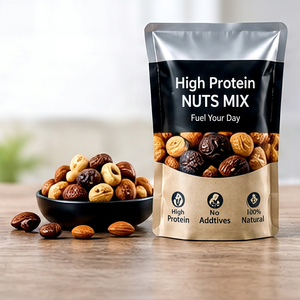 High Protein Nuts Mix Stand Up <b>Pouch</b> <b>Laminated</b> BOPP AL PE Food Grade Heat Seal Packaging - Product Image 1