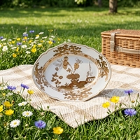 Plateau de service ovale en céramique jetable élégant à motif floral européen avec boîte cadeau, plat en porcelaine pour cadeau de mariage et décoration intérieure