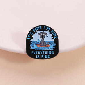 Broche en forme de chiot peint mignon, <span class=keywords><strong>tout</strong></span> ira <span class=keywords><strong>bien</strong></span>, amusant, en alliage de zinc, badge en métal, accessoire vestimentaire - Product Image 1