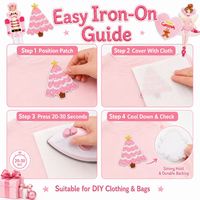 Patch brodé en fer pour Noël, motif Casse-noisette rose, Ballerine, Fée aux pruneaux, Père Noël, Canne à sucre, Arbre d'hiver, vente en gros