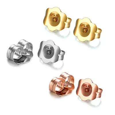 NINE'S Großhandel 18 Karat Soild Gold Ohrring Back Plug Stopper Ohr pfosten Schmetterlings clips für Ohrring