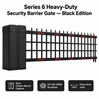 Barrière de sécurité automatique robuste noire à double cabine DC 200W avec contrôle d'accès par carte RFID/IC 6m