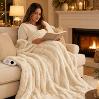 Plaid chauffant électrique 50*60 pouces en fausse fourrure Sherpa, contrôle de la température, 6 niveaux de chauffage, arrêt automatique, lavable en machine, OEM/ODM