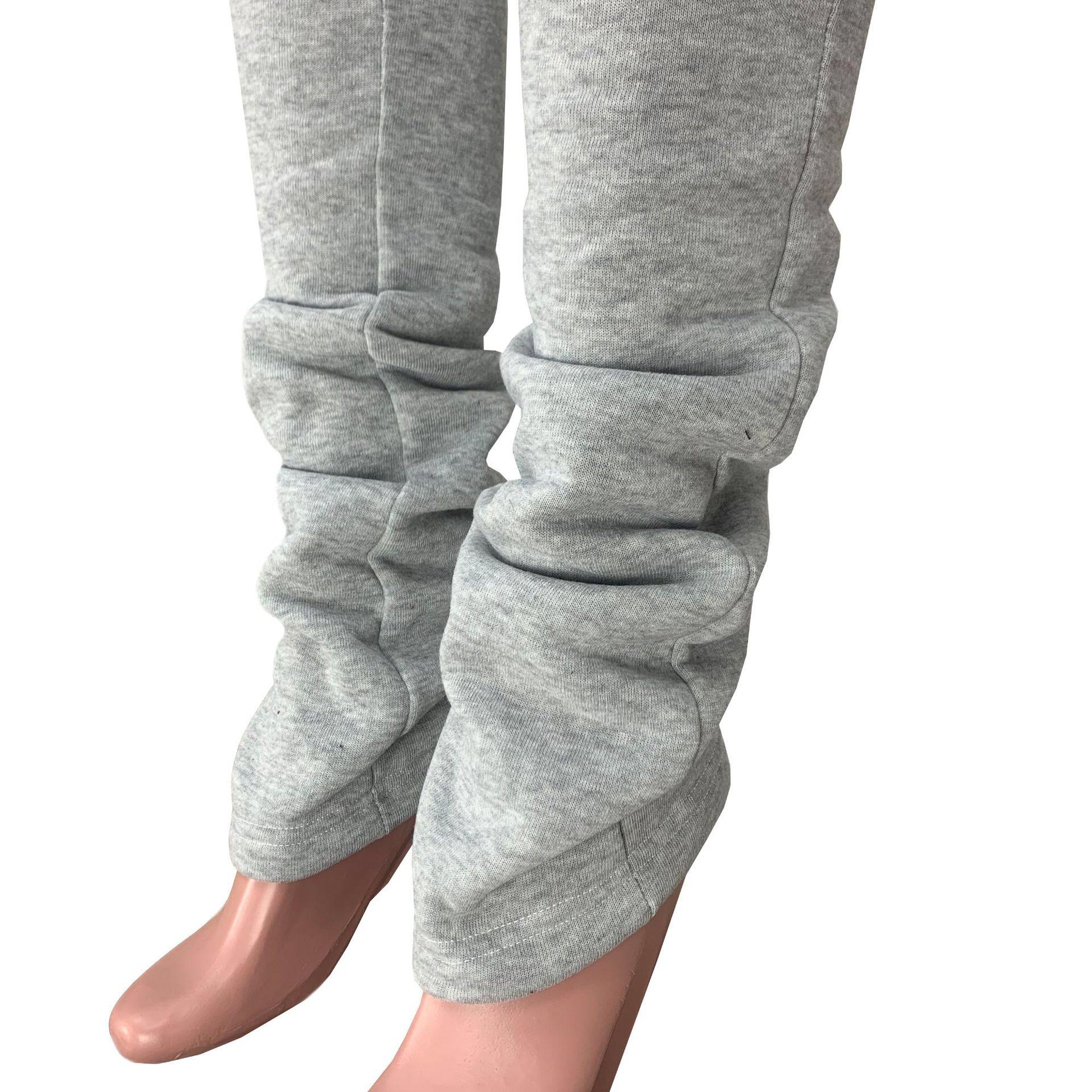 Stacked Sweatpants Women Multi-Color Jogger Thicken Fleece
