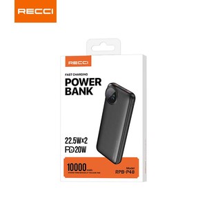Cargador Portátil RECCI RPB-P48 de 10000 mAh con Carga Rápida PD de 22.5 W, Pantalla Digital y Múltiples Puertos - Product Image 6