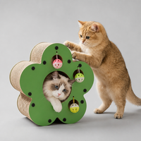 YAOYUE Penguin Maison-griffoir pour chat en carton ondulé avec entrée en arche, lit-caverne pour animaux de compagnie pour dormir et jouer
