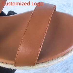 Sandalias de Plataforma Planas de Cuero Genuino para Mujer, Diseño de Lujo de Verano, Elegantes, con Suela de Paja - Product Image 3