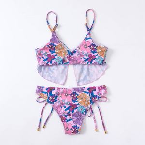 Precio de Fábrica al por Mayor: Conjunto de Bikini de 2 Piezas para Mujer, de Secado Rápido, Spandex/Poliéster, con Sujetador Push-Up de Un Hombro y Tanga en V - Product Image 1