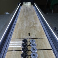 Table de shuffleboard multifonction 2 en 1 avec LED, table de jeu combinée de shuffleboard et de bowling en bois pour l'intérieur, équipement de divertissement sportif