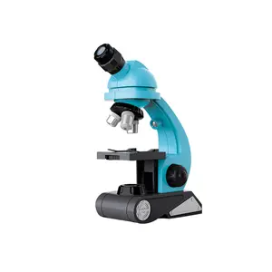 儿童显微镜双光显微镜科学工具包初学者教育杆玩具放大准备和空白幻灯片