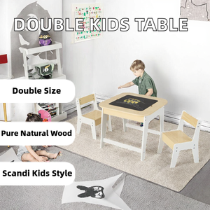 Modern Kids Wooden <b>Table</b> and Chair Set with Reversible Chalkboard Top Toddler <b>Activity</b> Desk - Product Image 2