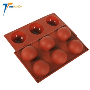 6 semi agujero para hornear de silicona <span class=keywords><strong>molde</strong></span> Chocolate pastel jalea budín jabón hecho a mano cúpula Mousse de forma redonda media esfera - Product Image 2