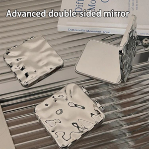 Petit miroir <span class=keywords><strong>double</strong></span> face, pliable, portable, miroir de maquillage de haute qualité à rabat pour emporter partout - Product Image 2