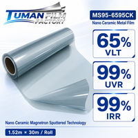Film pour vitres de voiture en céramique nano magnétronique Tuman, 65% VLT, 99% UVR, 99% IRR, rouleau de 1,52 m x 30 m pour teinture automobile