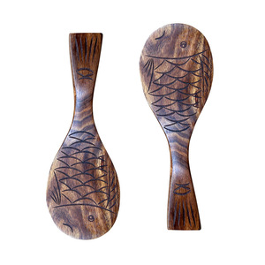 Cuchara de arroz de madera con forma de pez, espesa y duradera, espátula de cocina, utensilios de mesa para el hogar - Product Image 3