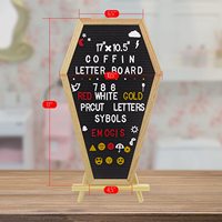 Décoration de Noël Gothique : Grand tableau à lettres en forme de cercueil en bois avec feutre noir, technique de polissage, pour affichage mural ou sur table