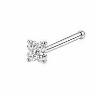 ASTM F136 Titanium Clover CZ Nose Stud S Bend Straight Bar Cartilage Piercing Jewelry Gold Tone Steel Tone Women Accessories