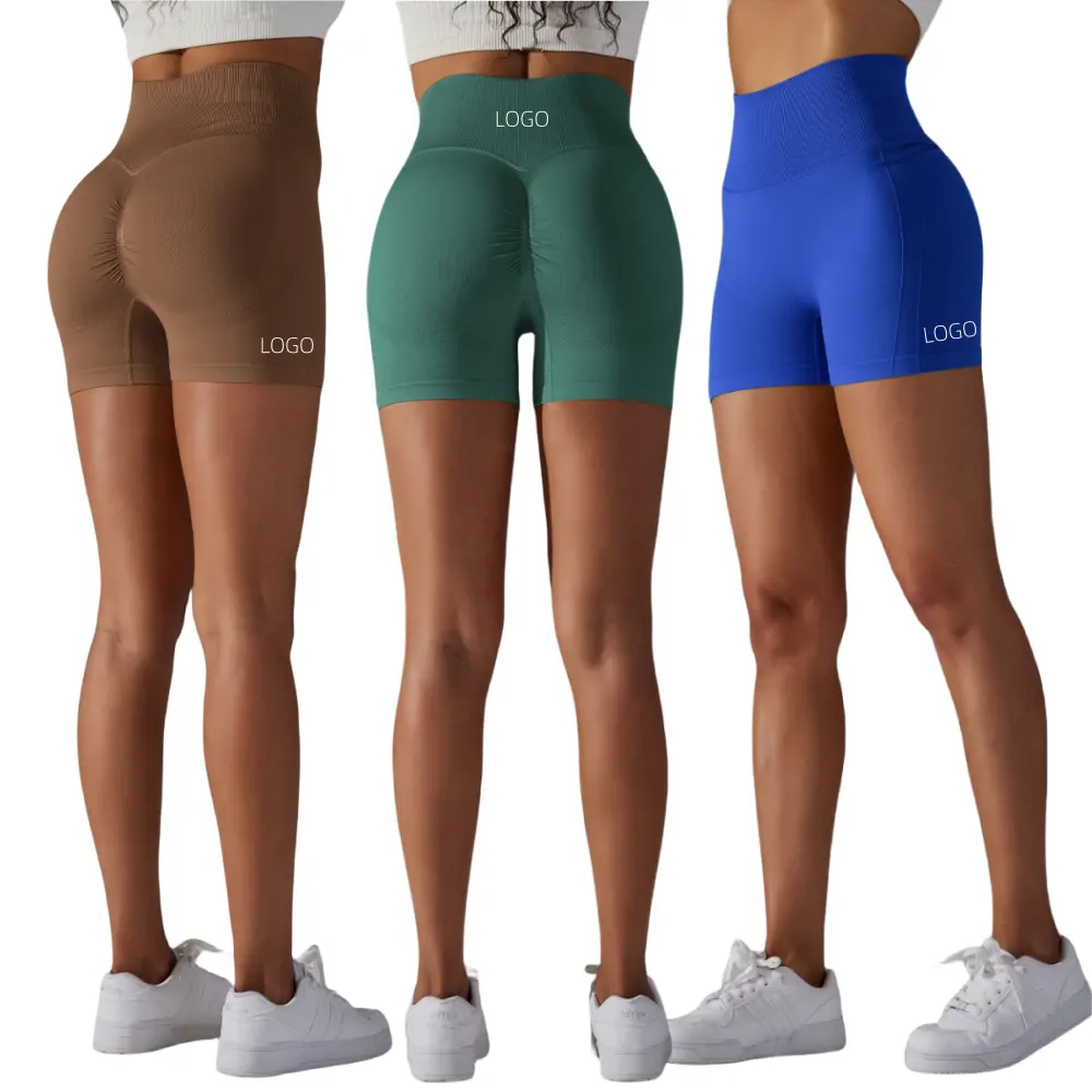 SILUO Wholesale Seamless Scrunch Butt Shorts Sport Women Butt Lift Shorts Para Mujer Custom Nylon Gym Fitness Shorts for Sale
